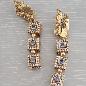 Gold and Silver Geometric Dangle Earrings